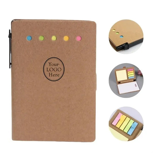 Kraft Notebook Set w/Pen & Sticky Notes
