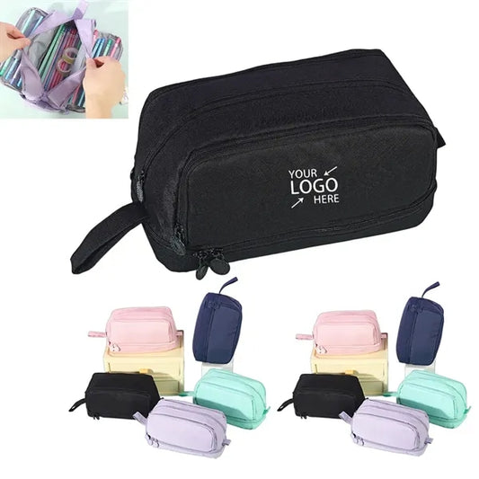 Large Pencil Case with 4 Compartments With Simple Design