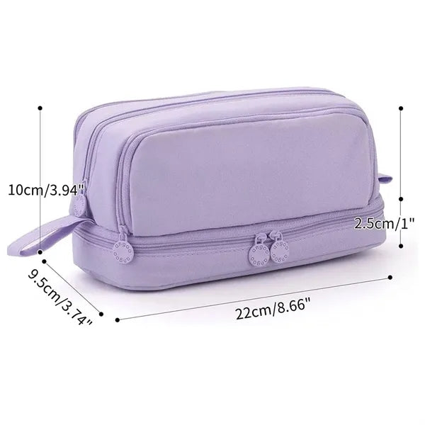 Large Pencil Case with 4 Compartments With Simple Design