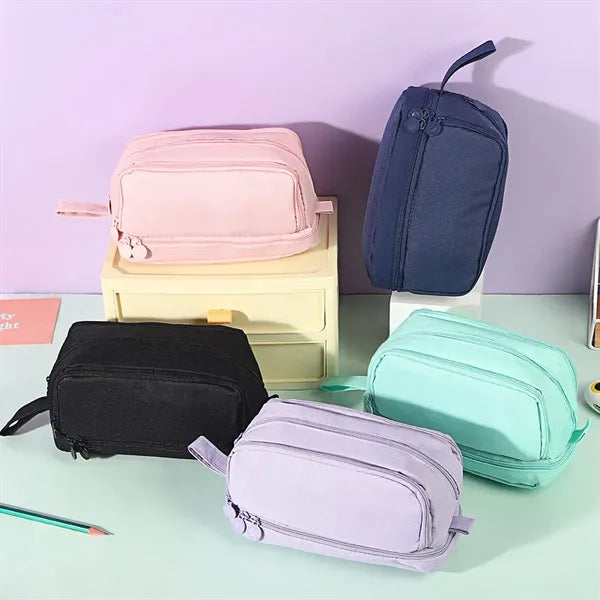 Large Pencil Case with 4 Compartments With Simple Design