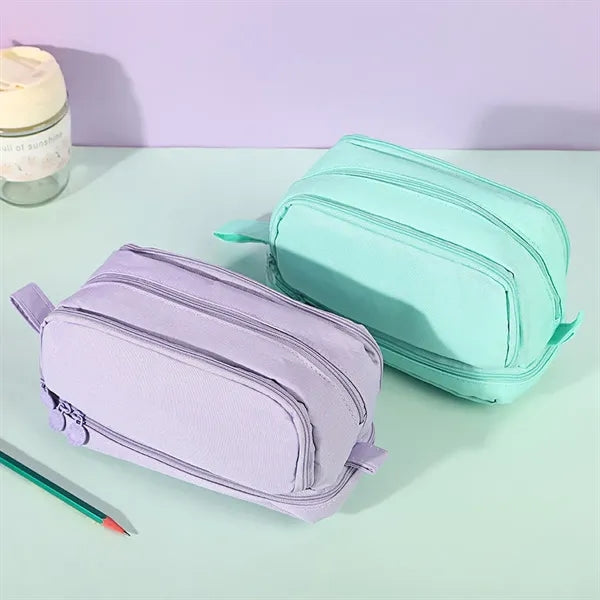 Large Pencil Case with 4 Compartments With Simple Design