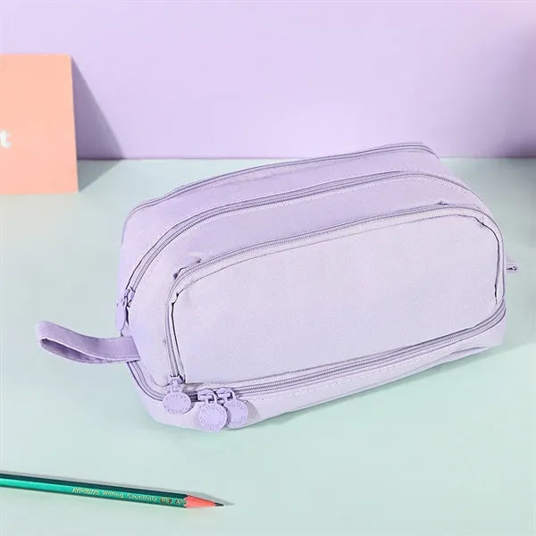 Large Pencil Case with 4 Compartments With Simple Design