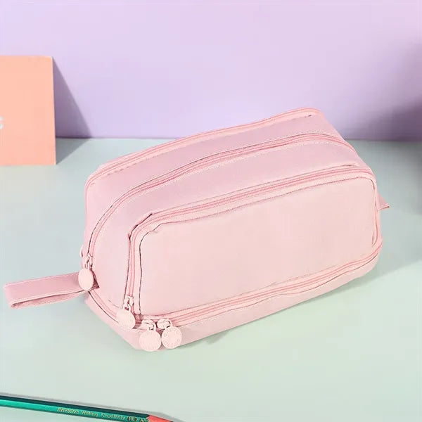 Large Pencil Case with 4 Compartments With Simple Design