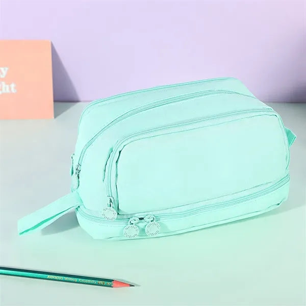 Large Pencil Case with 4 Compartments With Simple Design