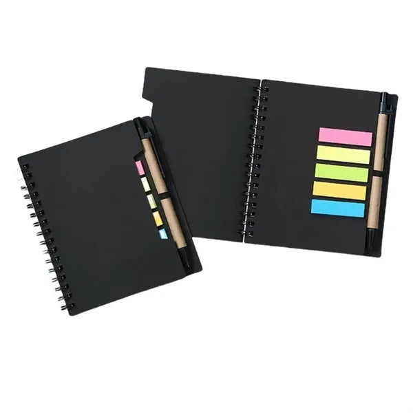 Spiral Notebook with Pen and Sticky Flags