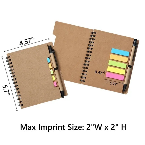 Spiral Notebook with Pen and Sticky Flags