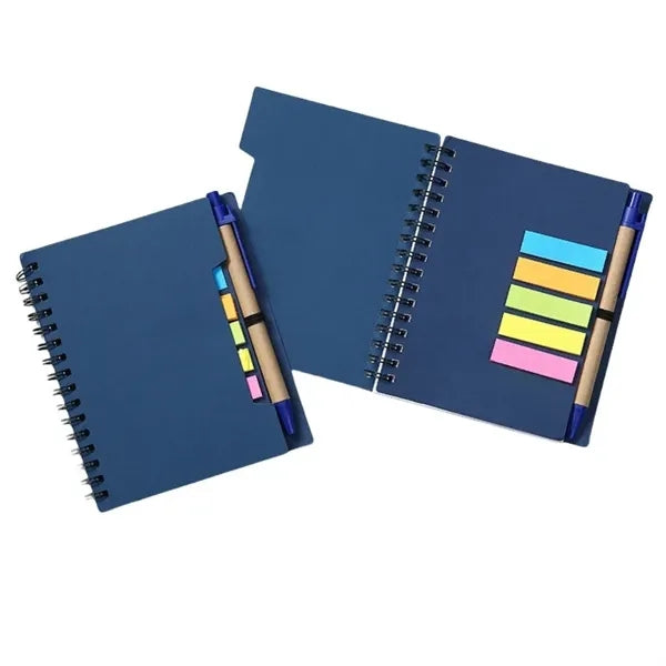 Spiral Notebook with Pen and Sticky Flags