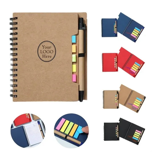 Spiral Notebook with Pen and Sticky Flags