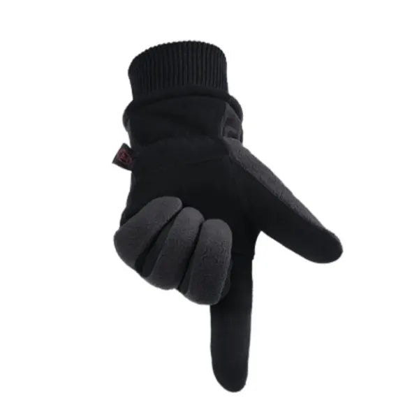Deerskin and velvet winter warm gloves