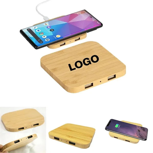 Bamboo Wireless Charger & USB Hub