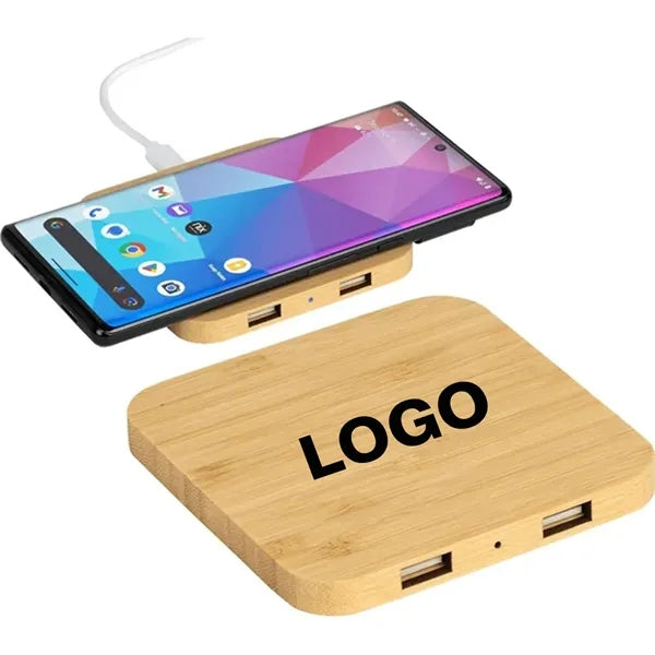 Bamboo Wireless Charger & USB Hub