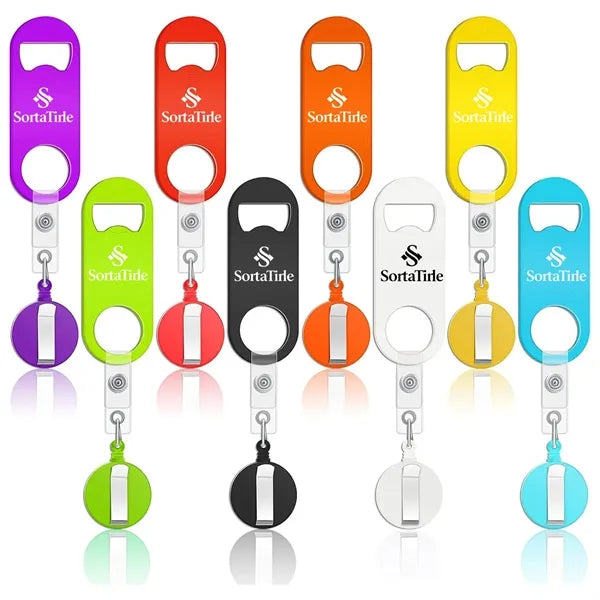 Retractable Keychain Bottle Opener with Solid Color Body