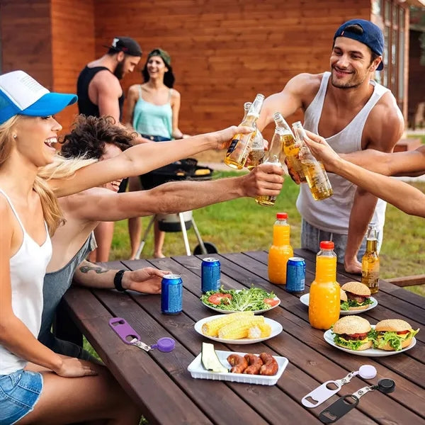 Retractable Keychain Bottle Opener with Solid Color Body