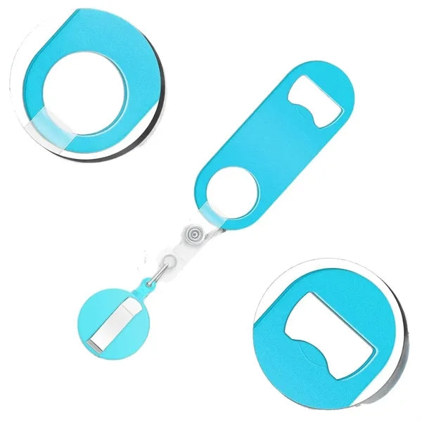 Retractable Keychain Bottle Opener with Solid Color Body