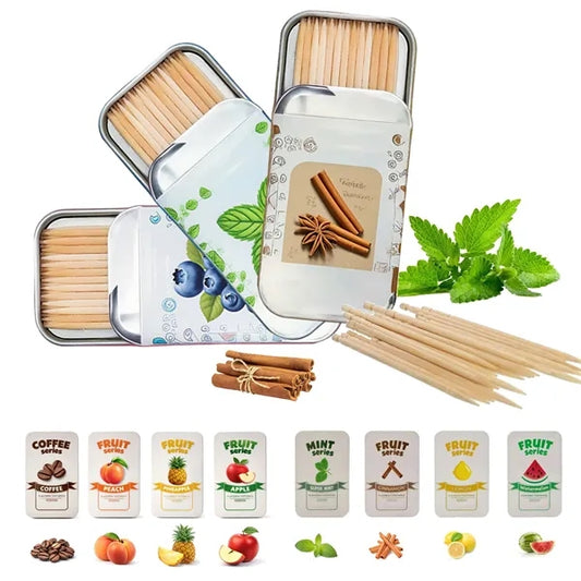 50 pcs Mint Flavored Toothpicks, Cinnamon, Lemon, Coffee
