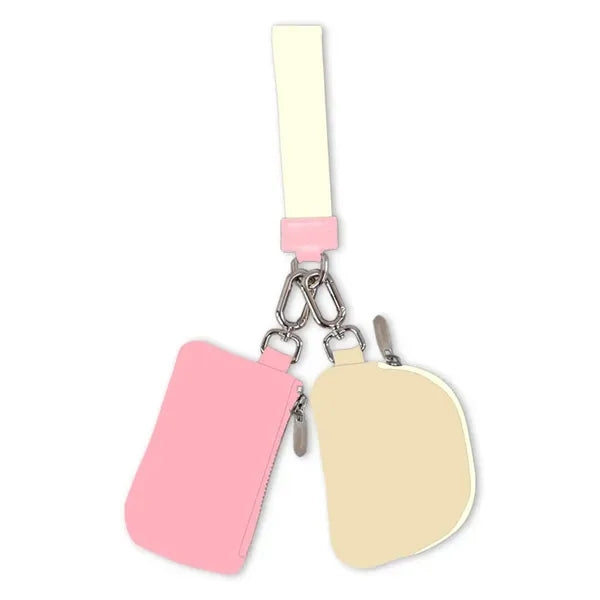 Mini Zip Around Dual Pouch Portable Wristlet/Wallet