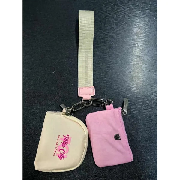 Mini Zip Around Dual Pouch Portable Wristlet/Wallet