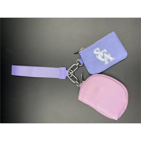 Mini Zip Around Dual Pouch Portable Wristlet/Wallet