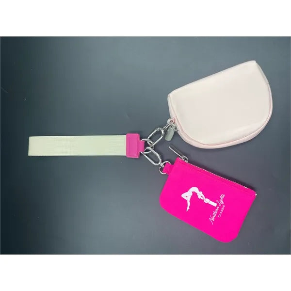 Mini Zip Around Dual Pouch Portable Wristlet/Wallet