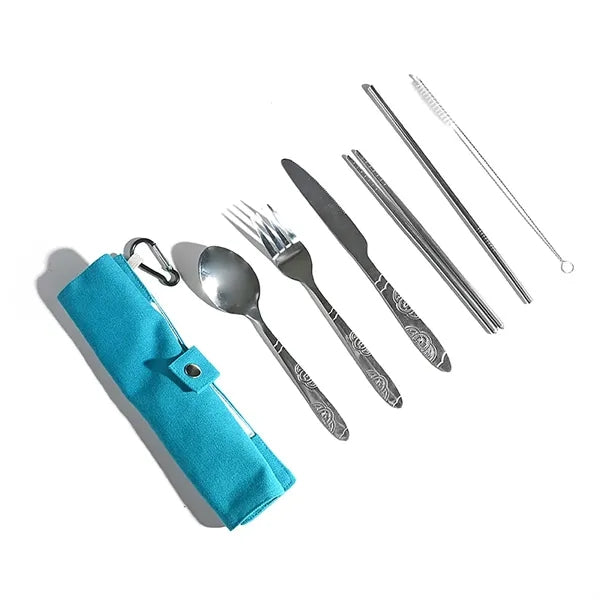 Portable 7 pcs Stainless Steel Cutlery Set