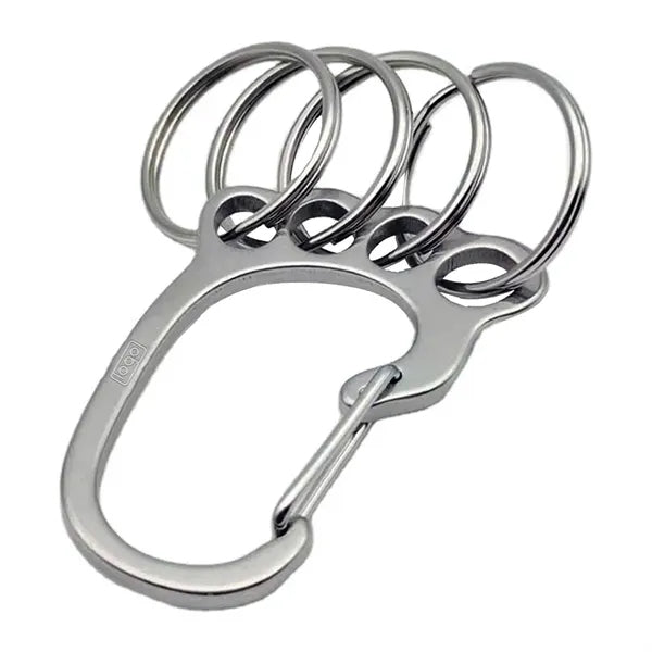 Outdoors Stainless Steel Small Foot Keychain w/ 4 Keyrings