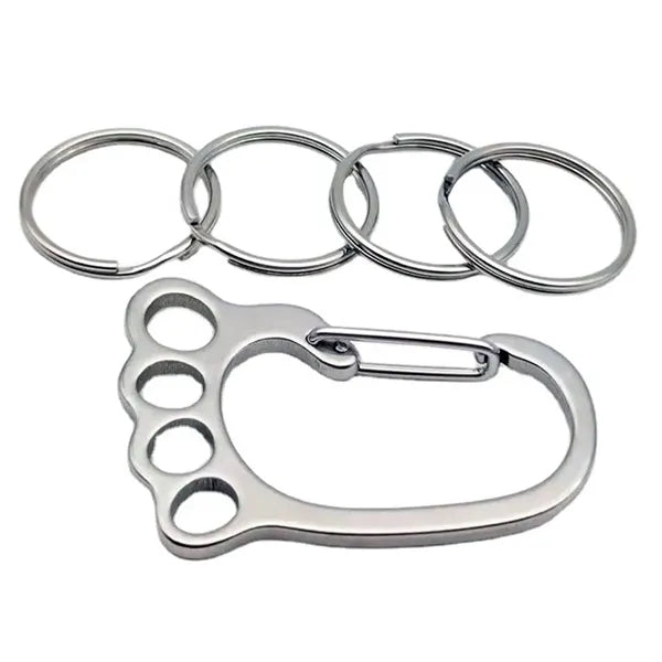 Outdoors Stainless Steel Small Foot Keychain w/ 4 Keyrings