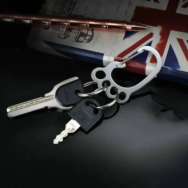 Outdoors Stainless Steel Small Foot Keychain w/ 4 Keyrings