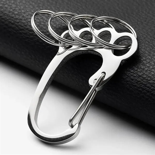 Outdoors Stainless Steel Small Foot Keychain w/ 4 Keyrings