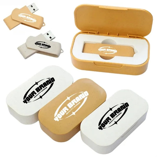 Eco-Friendly Wheat Straw USB Flash Drive With Gift Box