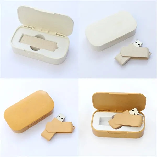 Eco-Friendly Wheat Straw USB Flash Drive With Gift Box