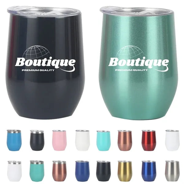 12Oz Stainless Steel Insulated Stemless Wine Tumbler Cup