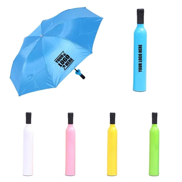 Wine Bottle Umbrella Compact Folding for Sun and Rain