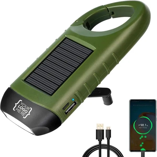 USB Charing Hand Crank Solar Flashlight