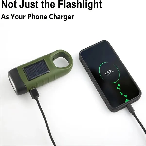 USB Charing Hand Crank Solar Flashlight