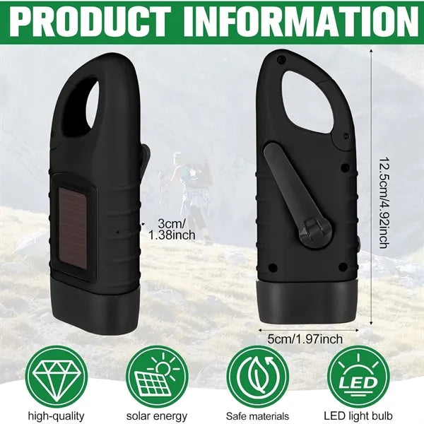 USB Charing Hand Crank Solar Flashlight