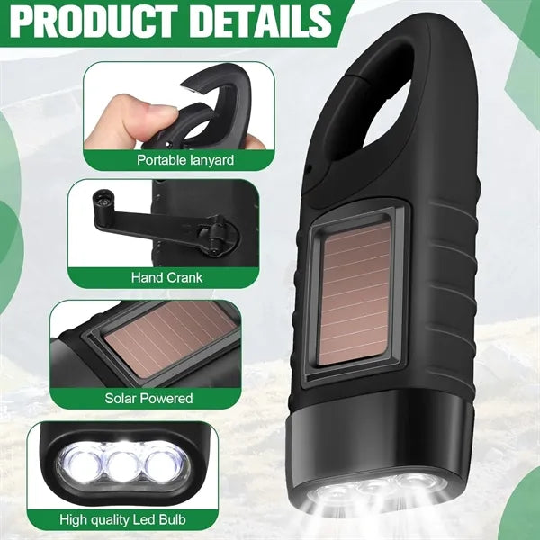 USB Charing Hand Crank Solar Flashlight