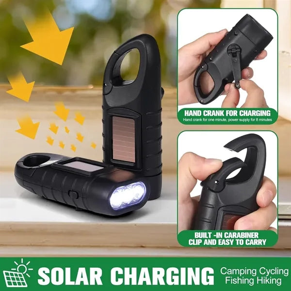 USB Charing Hand Crank Solar Flashlight