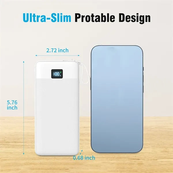 10000mAh Power Bank w/ 4 Built-in Cables