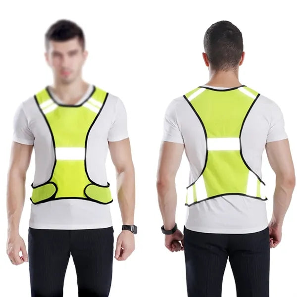 Reflective safety vest with large pocket for running cycling