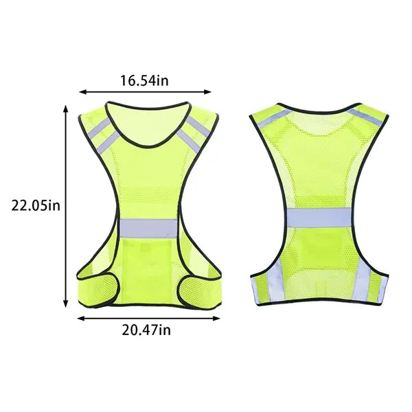 Reflective safety vest with large pocket for running cycling