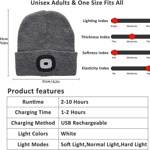 MOQ Unisex Beanie with The Light USB Rechargeable Caps