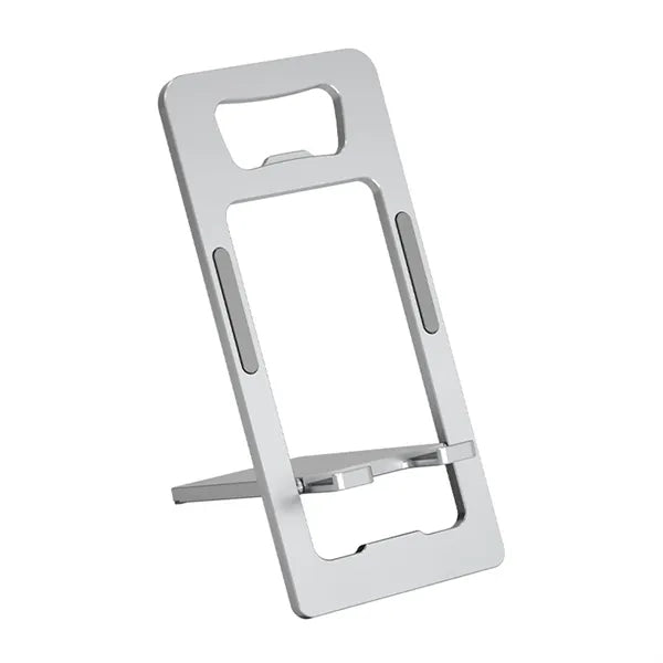 Card-style aluminum phone stand bottle opener