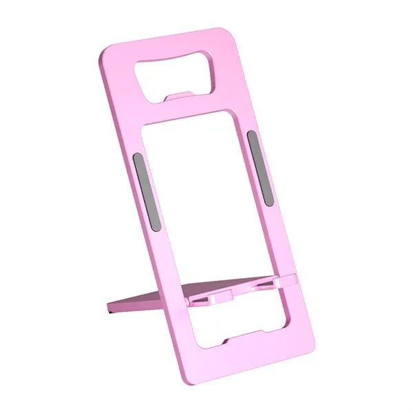 Card-style aluminum phone stand bottle opener