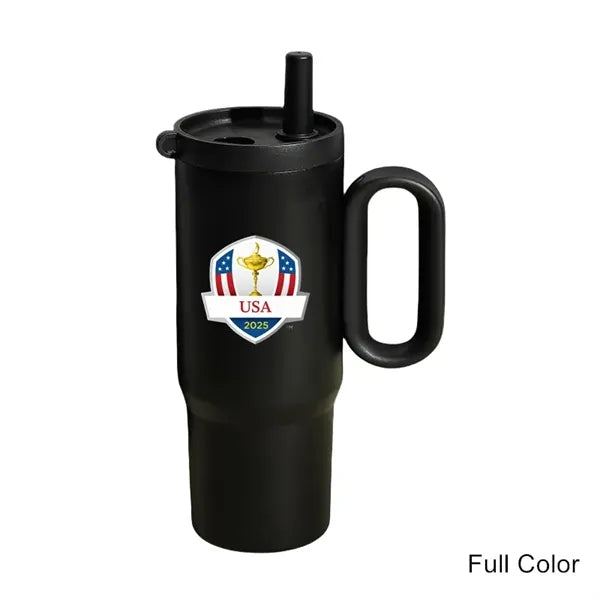25 oz Double Wall Stainless Steel Tumbler With Handle Straw