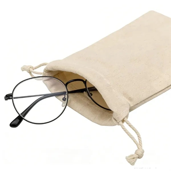 Eco-Friendly Cotton Drawstring Glasses Pouch & Cleaning Bag