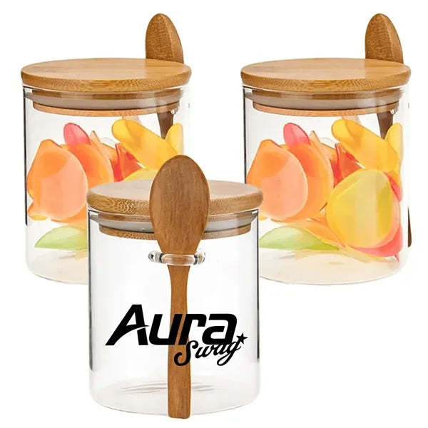 15oz. Glass Spice Jar with Bamboo Lid and Spoon