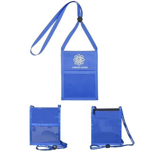 Double Window Pouch Wallet With Lanyard W/Back Zipper And Ph