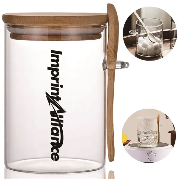 Borosilicate Glass Airtight Spice Jar Set with Bamboo Spoon