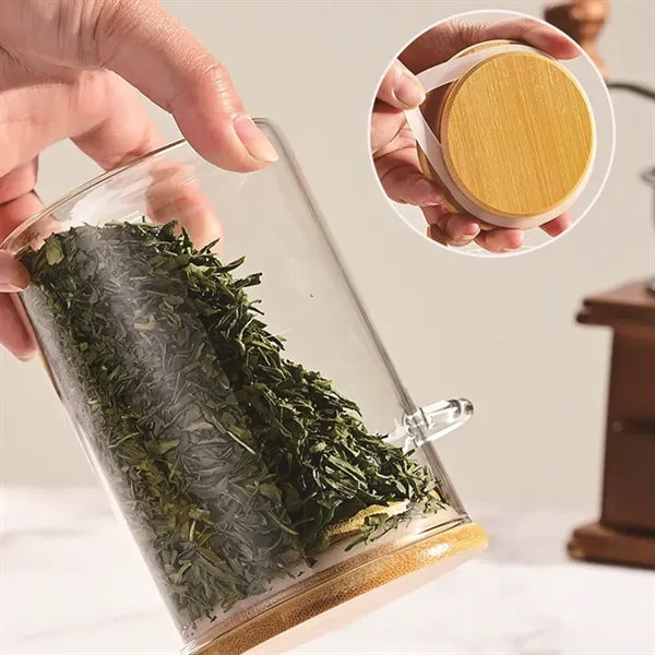 Borosilicate Glass Airtight Spice Jar Set with Bamboo Spoon