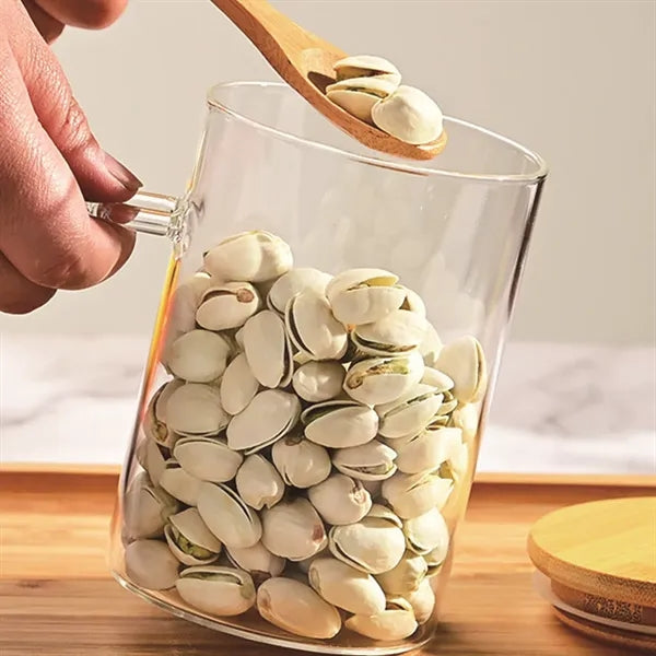 Borosilicate Glass Airtight Spice Jar Set with Bamboo Spoon